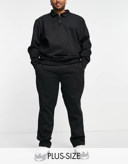 River Island Big & Tall - Premium joggingbroek met rechte pijpen in zwart