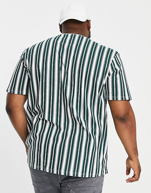 Men River Island Big & Tall Prolific slim stripe t-shirt in green 