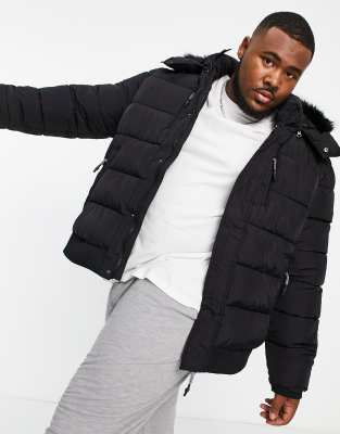 big and tall puffer jacket with hood