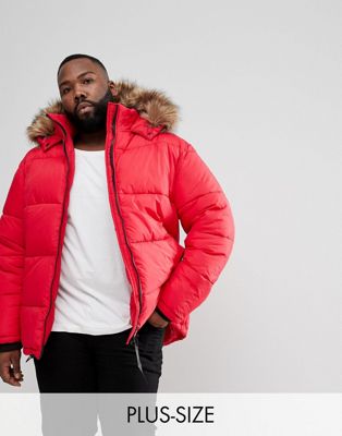 red puffer jacket with hood