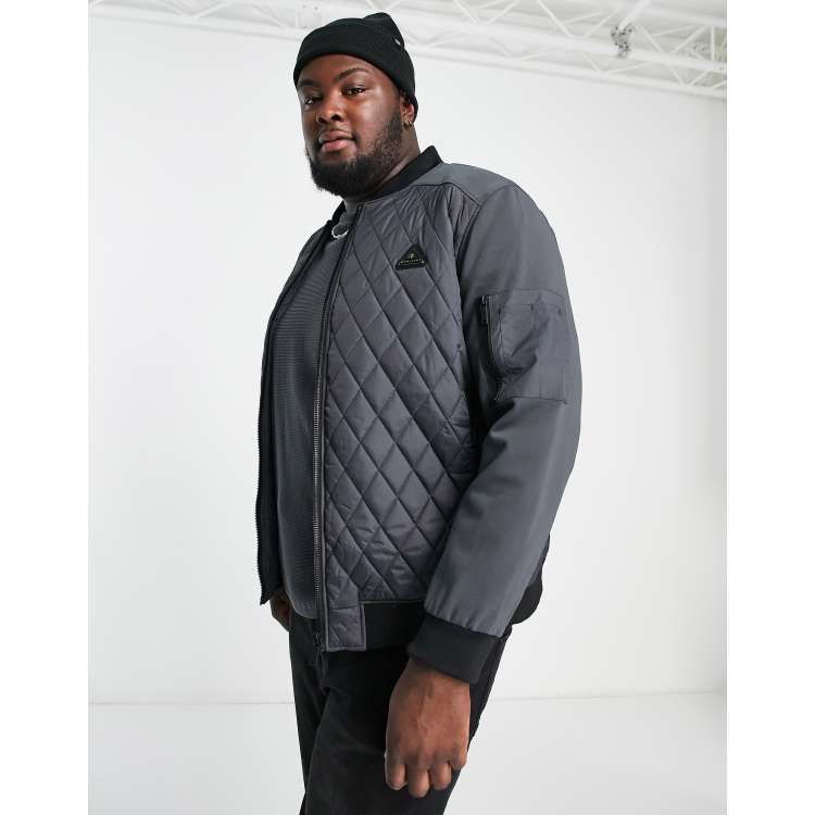 River Island Men's Quilted Bomber Jacket