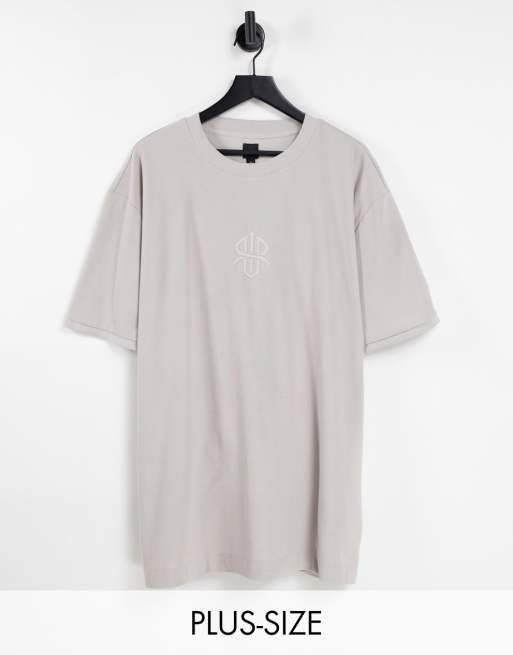 River Island Big & Tall - Regular-fit T-shirt met wafeltextuur in grijs