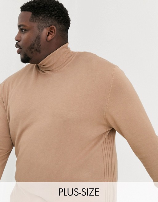 River Island Big & Tall roll neck in camel