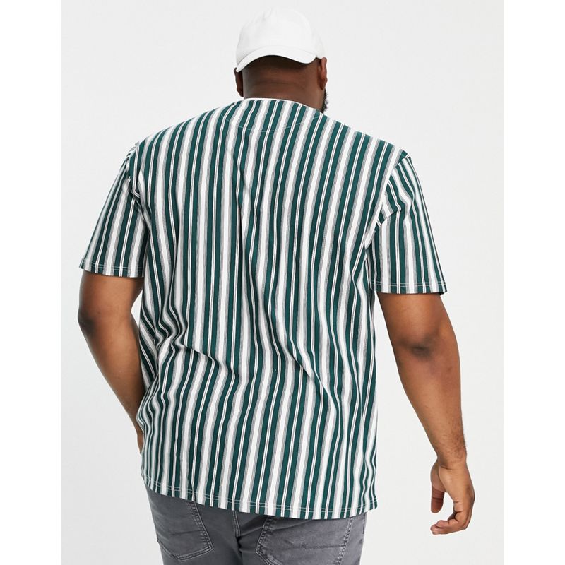 River Island Big & Tall – Schmal geschnittenes, gestreiftes T-Shirt in Grün mit Prolific-Schriftzug