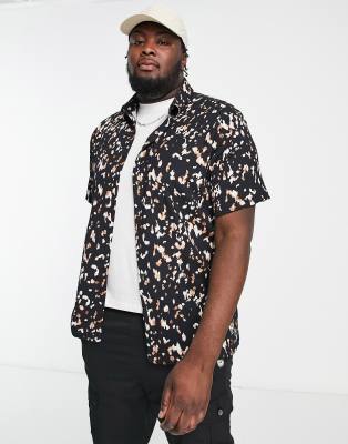 mens short sleeve leopard print shirt