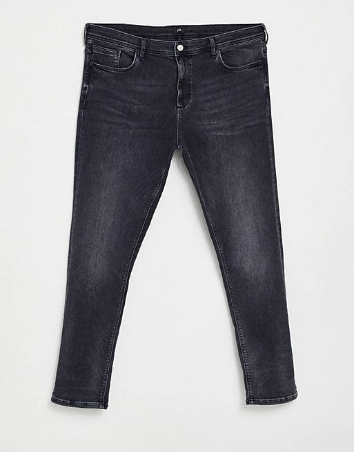 River Island Big & Tall skinny jeans in washed black
