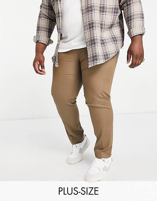 River Island Big & Tall skinny smart trousers in brown