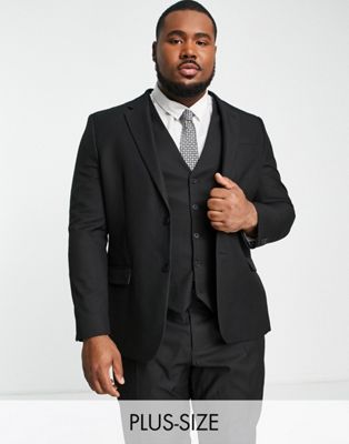 River Island Big & Tall skinny suit jacket in black