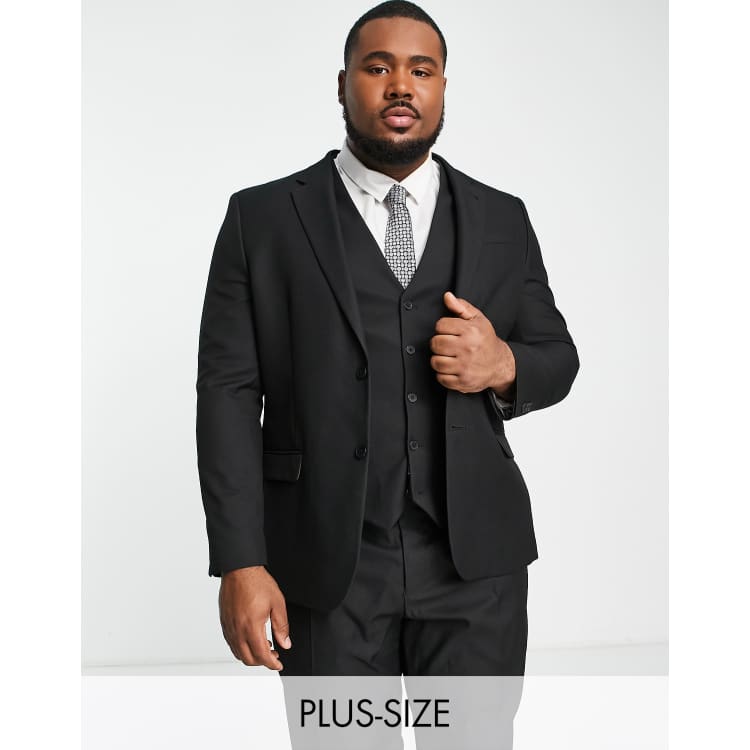 River Island Big Tall skinny suit jacket in black