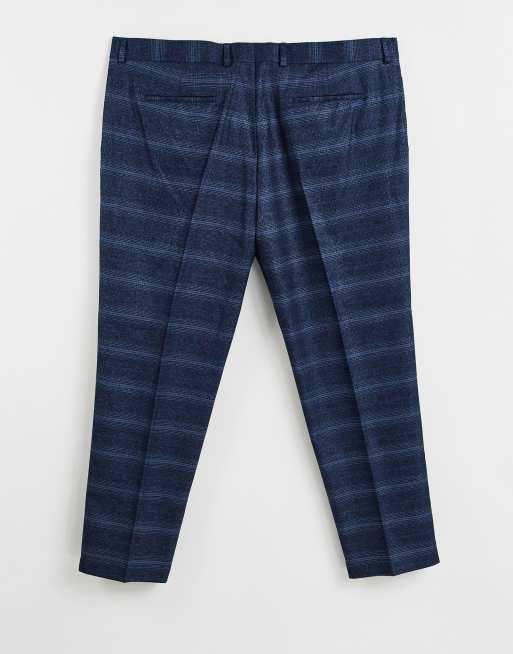 River Island Big & Tall skinny suit pants in navy check