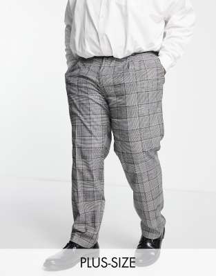 Tall skinny suit trousers in grey check 