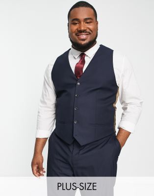 River Island Big & Tall skinny suit vest in navy