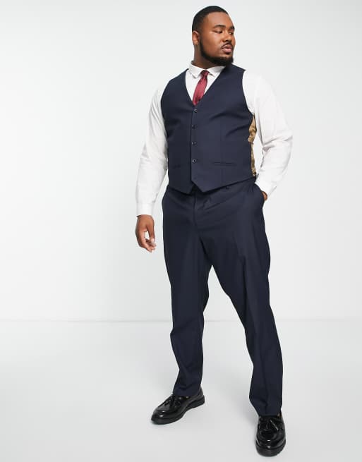 River Island Big & Tall skinny suit waistcoat in navy, 3 of 4