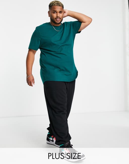 River Island Big & Tall slim double curve hem t-shirt in green