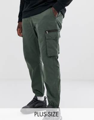 river island slim fit cargo trousers in khaki