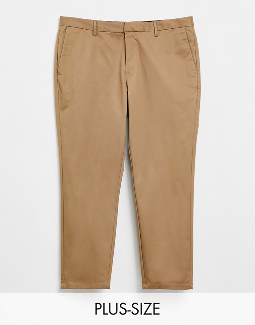 River Island Big & Tall slim fit chino trousers in tan
