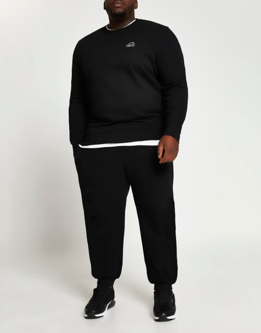 River Island Big tall slim fit sweatshirt in black