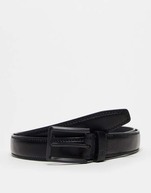 River Island Big & Tall - Sort bælte i glat PU