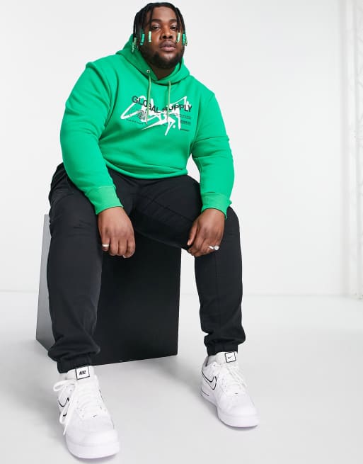 River Island Big & Tall - Sweat à capuche à imprimé graphique - Vert, 4 de 4