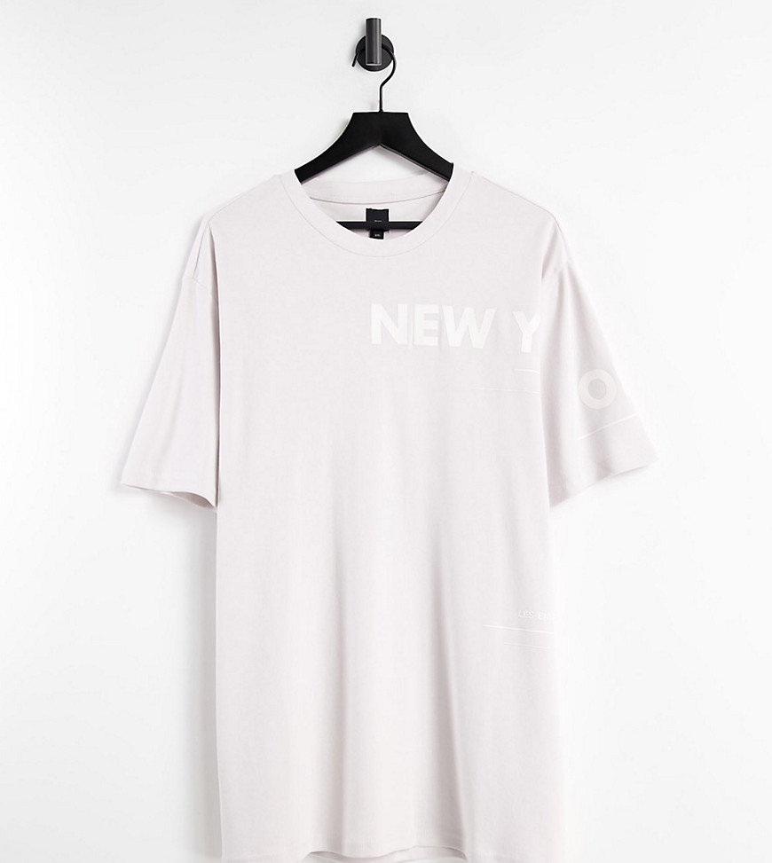 River Island Big & Tall – T-Shirt mit NY-Print in Grau