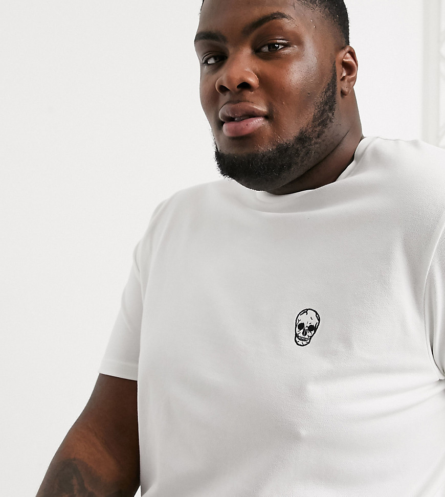 River Island big & tall t-shirt with skull print in white