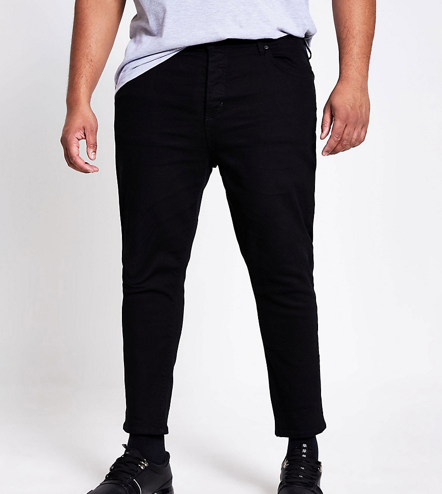 River Island Big & Tall tapered jeans in black