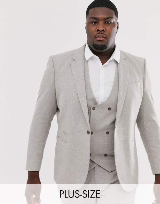 River Island - Big & Tall - Costume en lin - Neutre, 2 de 4