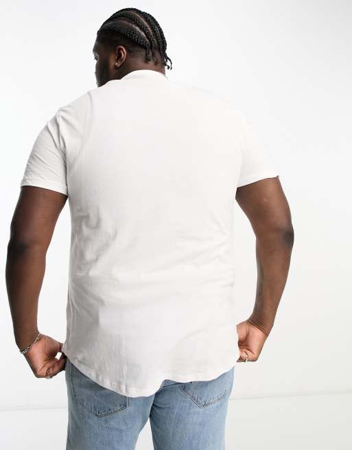 River Island – Big & Tall – Vit smal t-shirt med rundad nederkant, 3 av 4