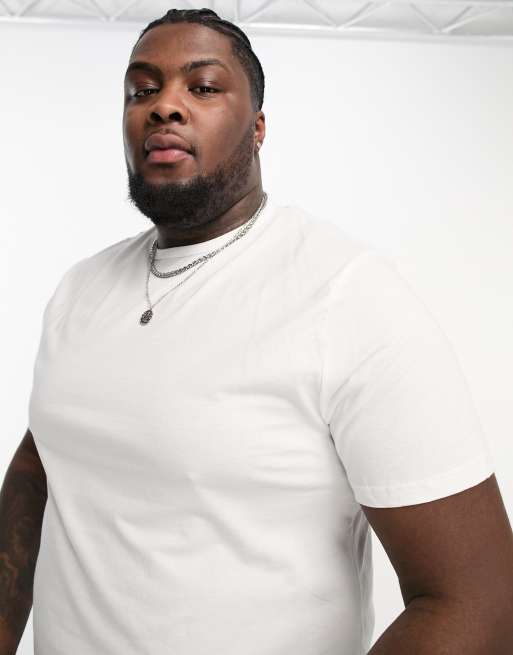 River Island – Big & Tall – Vit smal t-shirt med rundad nederkant, 4 av 4