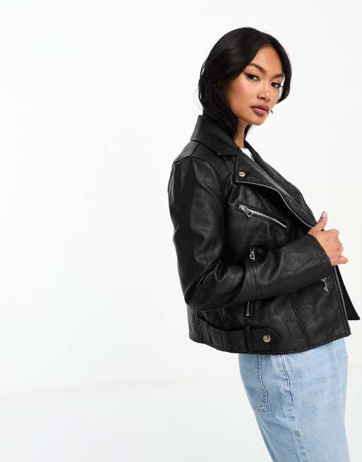 River Island - Bikerjack van imitatieleer in zwart, 4 van 4