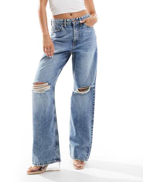 River Island - Blå afslappede jeans med lige ben i mellemvask - view 1