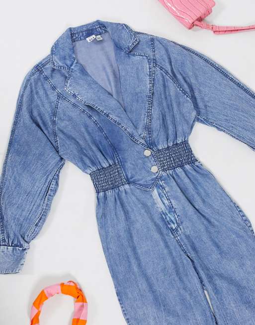 River Island – Blå cargooverall i  denim, 4 av 4