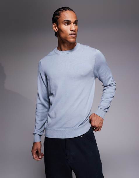 River Island – Blå långärmad tröja med rund halsringning - view 1