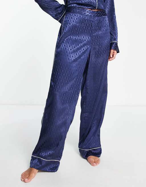 River Island – Blå pyjamasbyxor i jaquard