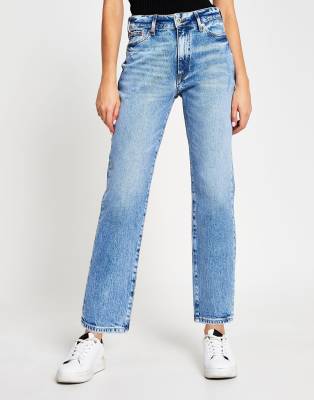 river island wide leg jeans in light blue