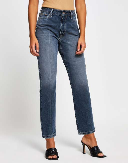 River Island - Blair - Jeans met rechte pijpen en hoge taille in blauw-zwart