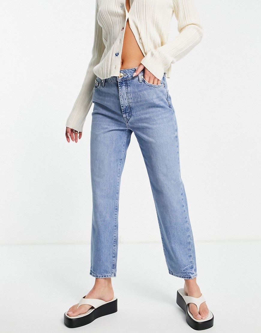 River Island Blair straight cut jeans in buzzy blue-Blues