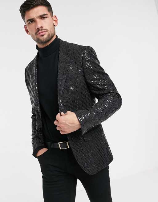 River Island blazer in black sequins | ASOS