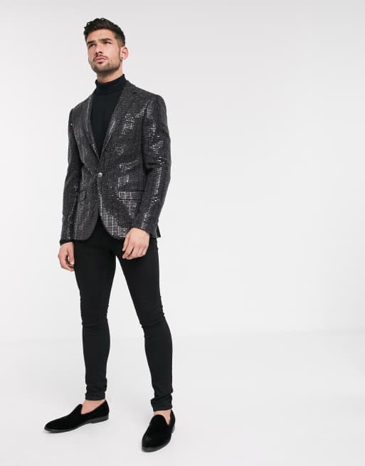 River island sale black sequin blazer