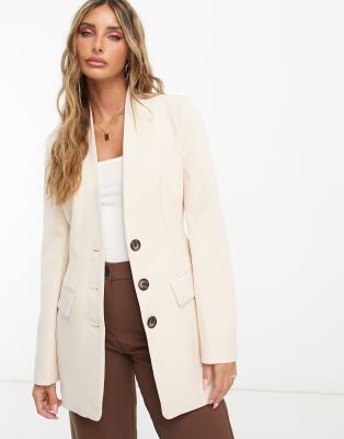 River Island - Blazer in Rosa mit schmalem Schnitt und drei Knöpfen, Kombiteil-Weiß