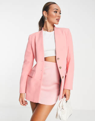 River Island - Blazer in Rosa mit schmalem Schnitt und drei Knöpfen, Kombiteil