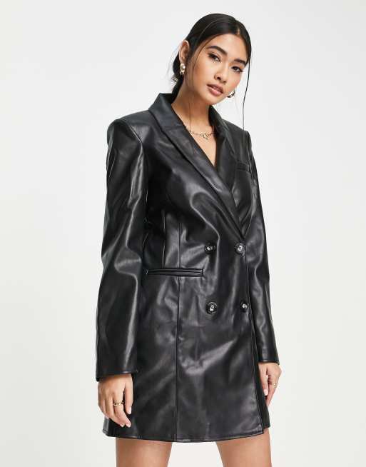 River Island – Blazer-Kleid aus Kunstleder in Schwarz, 4 von 4