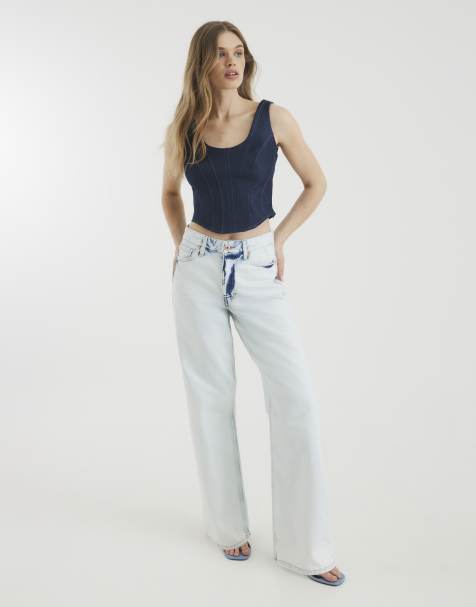 River Island Bleached relaxed straight leg jeans in ecru - view 1