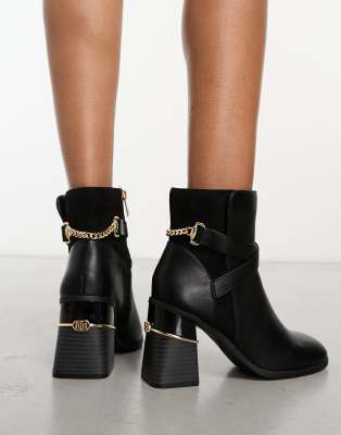 River Island Block Heeled Boot in Black - ASOS Price Checker