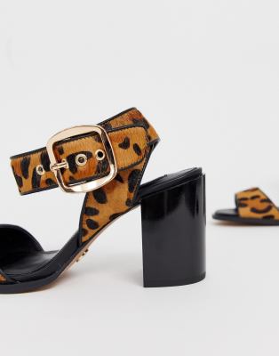 leopard block sandals