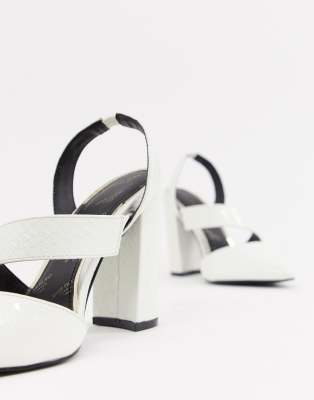 river island white block heels