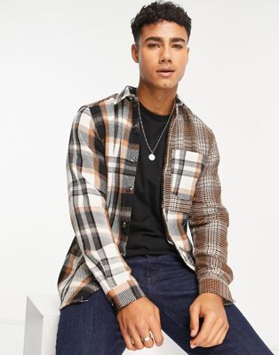 River Island blocked shirt in brown