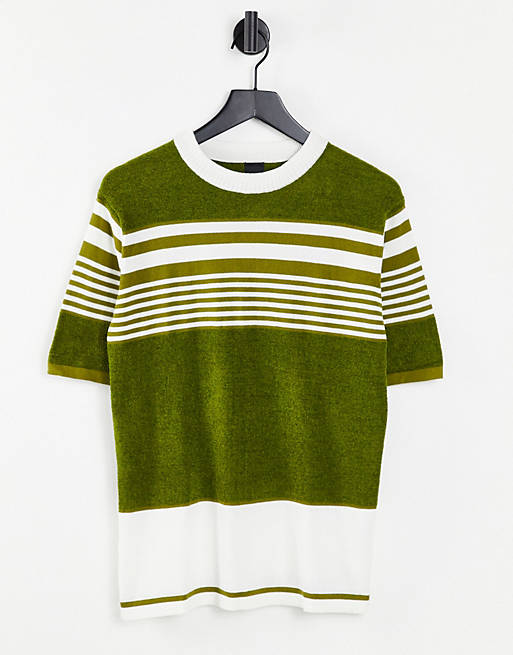 River Island blocked towelling t-shirt in green