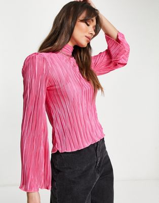 Chemises et blouses River Island - Blouse plissée nouée dans le dos - Rose