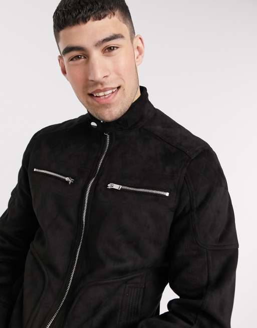 River Island - Blouson perforé en suédine - Noir, 3 de 4